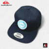 Quiksilver QS102 Originals Snapback Cap in classic navy blue, showing the front view and "Original Boardshorts" patch.